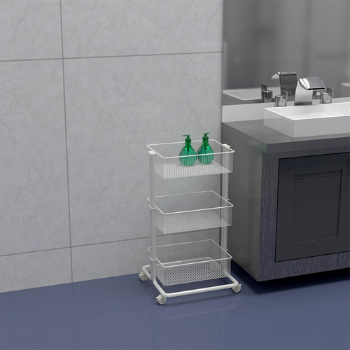 Greenjet 3 Tier Bedroom Storage Trolley Steel Rolling Utility Cart Metal Storage