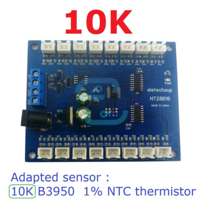 16CH RS485 Temperature Collector Modbus RTU 10K/20K/50K/100K B3950 NTC Sensor