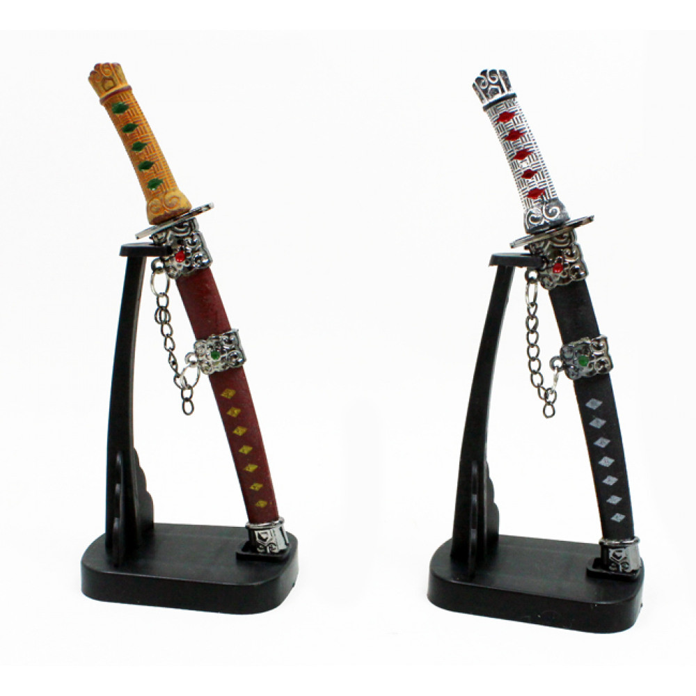 Brieföffner Samurai Schwert mit Ständer Mini Schwert Briefoeffner Geschenkidee 