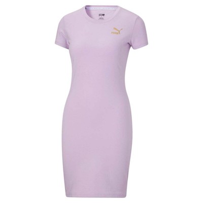 

Женское фиолетовое повседневное платье-футболка Puma Iwd Bodycon с круглым вырезом и короткими рукавами 53661, Фиолетовый