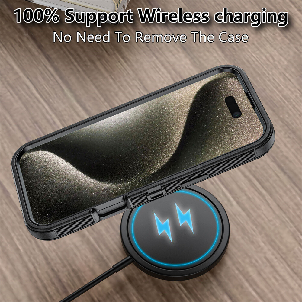 For iPhone 16 Pro Max 16 Pro 16 Plus Phone Case+Belt Clip Fits Otterbox Defender