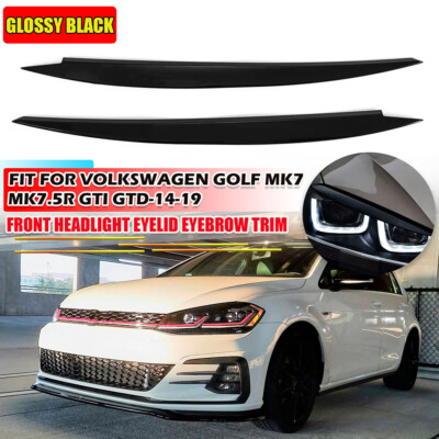 Glossy Black Headlight Eyelid Eyebrow Cover Trim For VW Golf 7 GTI MK7 13-17 US