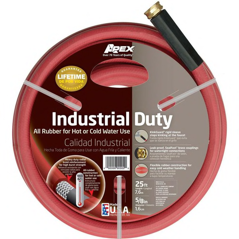 5/8 Inch Dia X 25 Ft Red Rubber Industrial Duty