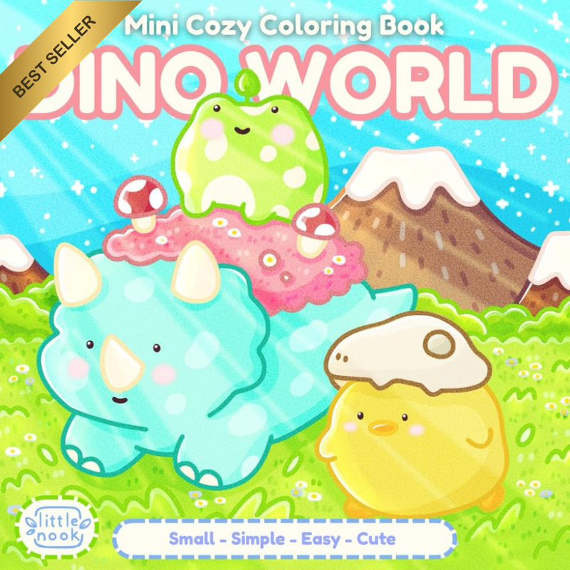 Dino World: Mini Cozy Coloring Book - Small - Simple - Easy - Cute