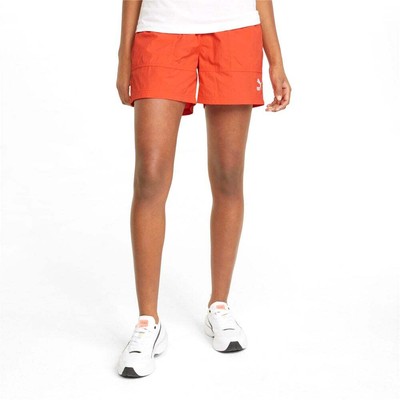 

Puma Hf High Waist Woven Athletic Shorts Womens Orange Casual Athletic Bottoms 5, Оранжевый, Puma Hf High Waist Woven Athletic Shorts