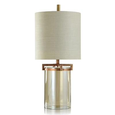 StyleCraft Table Lamps 29'' Novelty Clear Glass/Antique Brass/Textured Cream