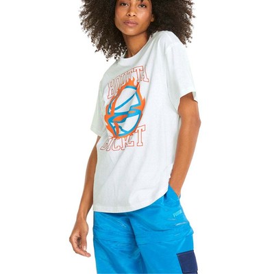 

Puma Swish Футболка с круглым вырезом и коротким рукавом Женские белые повседневные топы 53420401, Белый