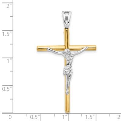 Pre-owned Superdealsforeverything Real 14kt Two-tone Crucifix Pendant