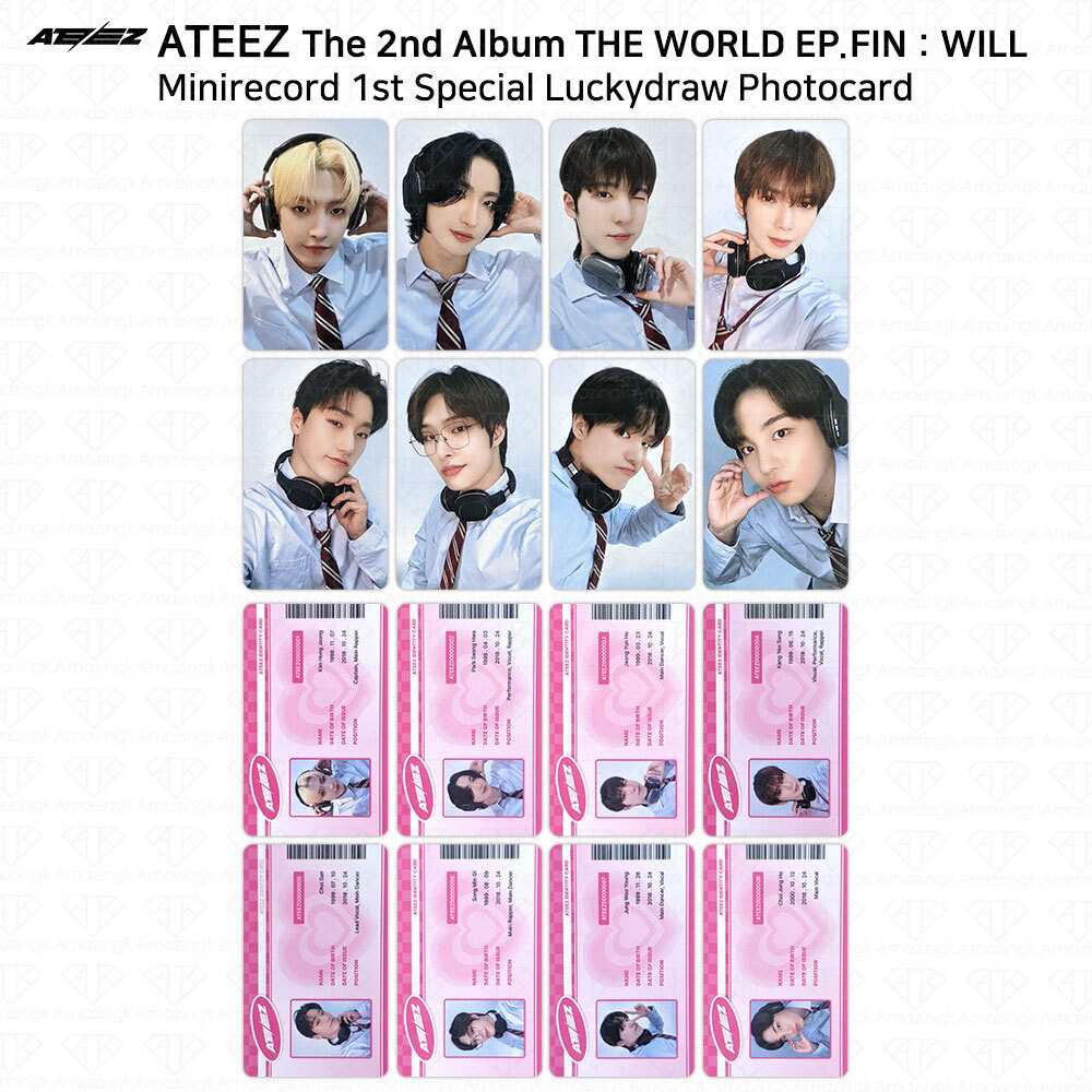 Ateez WILL MINIRECORD トレカ コンプ ミニレコ ATEEZ mini record LD THE WORLD EP.FIN:WILL LUCKY DRAW PHOTO