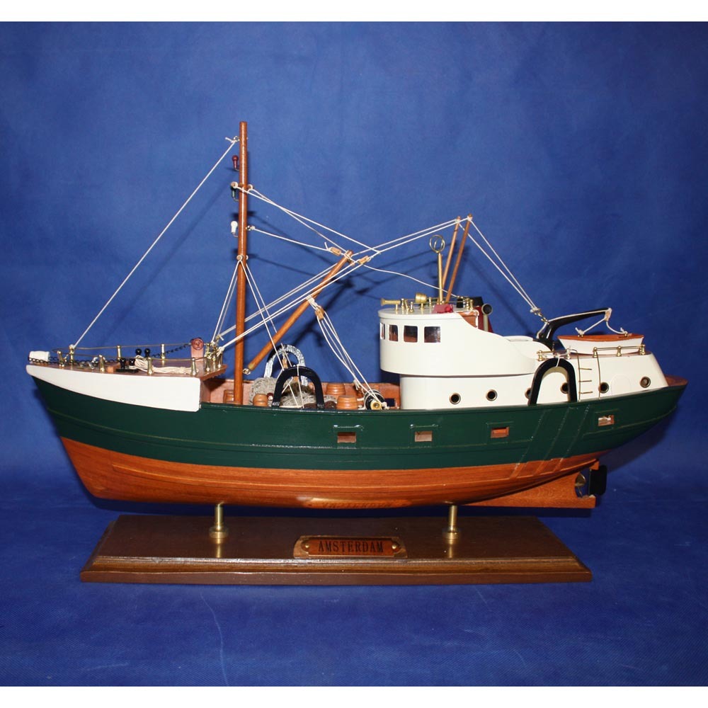 1 x 35cm vintage amsterdam trawler fishing boat wooden