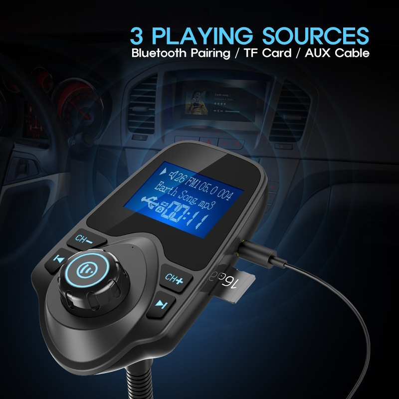 Nulaxy Wireless In-Car Bluetooth FM Transmitter Radio Adapter Car Kit W 1.44 Inc