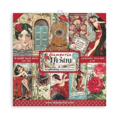 Stamperia 12'' x 12'' Double Sided Paper Pad - 10 Sheets - Desire