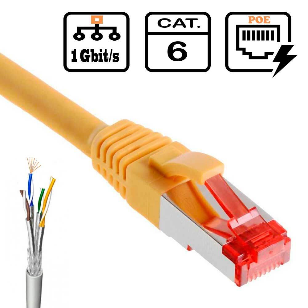 CAT 6 Netzwerkkabel DSL LAN Ethernet Patchkabel RJ45 Internet TV sftp 2 m gelb