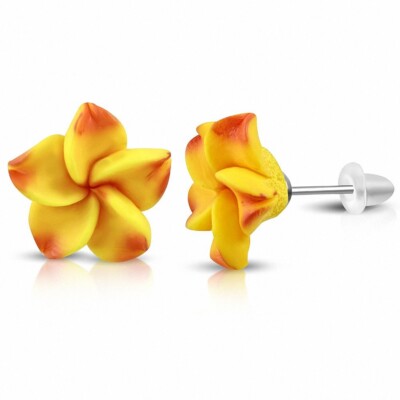 0 19/32in  Earrings for fashion in the shape of flower Fimo / Polymer with Pl