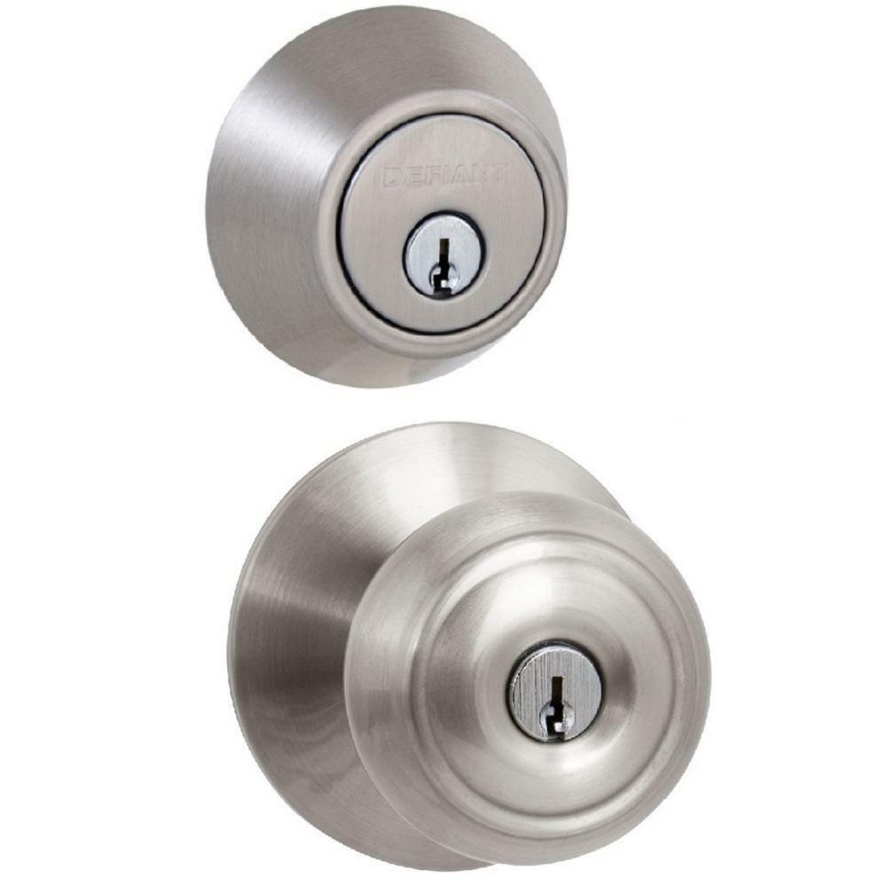 Entry Exterior Door Knob Hartford Satin Nickel Deadbolt Bolt Lock