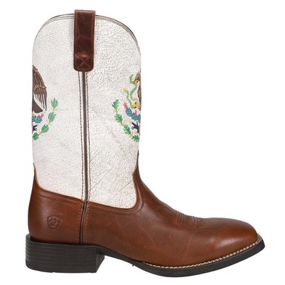 

Мужские белые повседневные ботинки Ariat Sport Orgullo Mexicano Patriotic Square Toe Cowboy, Белый, Ariat Sport Orgullo Mexicano Patriotic Square Toe Cowboy