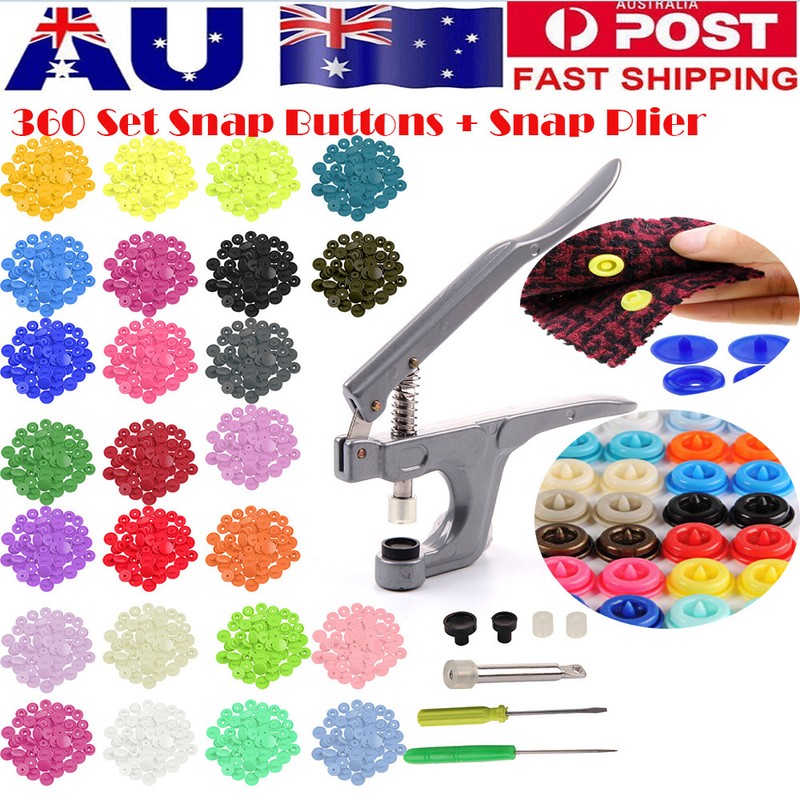 360 Sets KAM Snap Kit T5 Plastic Snaps Fastener Buttons Press Stud w