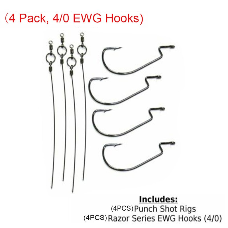 A Harmony Fishing Company Punch Shot Rig Kit 4 Pack, 4//0 EWG Hooks, Tokyo Rig
