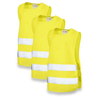 PROJECTS 3er Set Warnweste Kinder Leuchtweste Kinder Reflektorweste gelb ab 3 J.