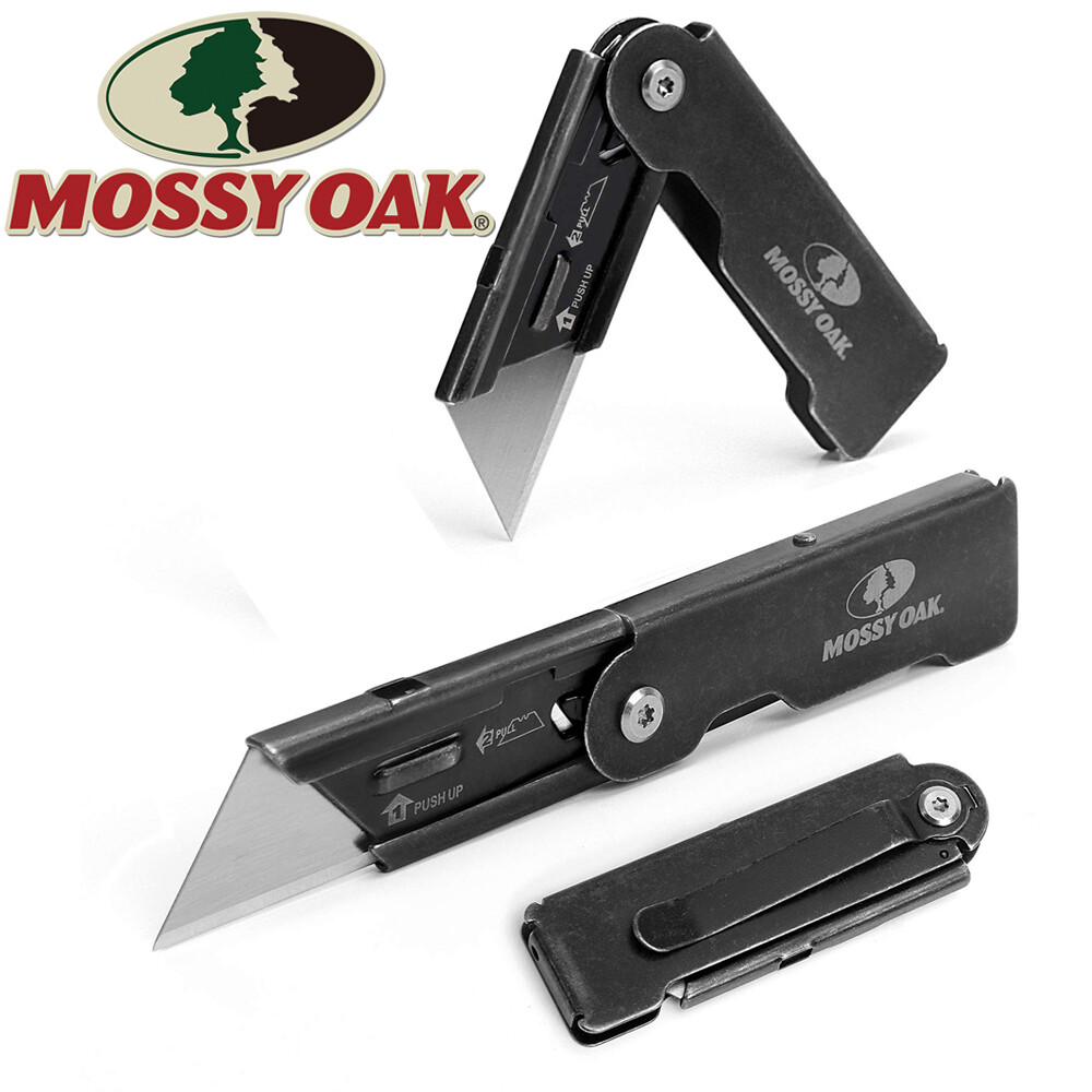MOSSY OAK 2PC Utility Knife Folding Pocket Knife Box Cutter Quick Change Blade