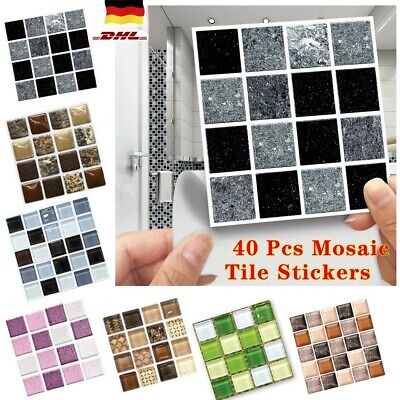40 Stück 3D Fliesenaufkleber Fliesenfolie Wandaufkleber Fliesensticker Küche Bad