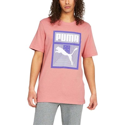 

Puma Box Illusion Graphic Crew Neck Short Sleeve TShirt Mens Size  Casual 671, Розовый, Puma Box Illusion Graphic Crew Neck Short Sleeve TShirt
