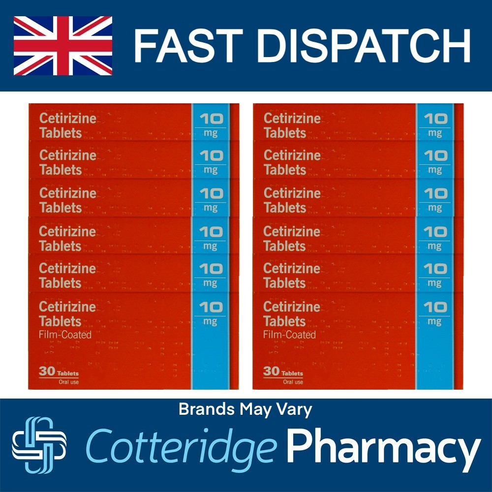 360 Cetirizine 10mg Hayfever Relief Tablets Antihistamine Allergy (12x30 Packs)