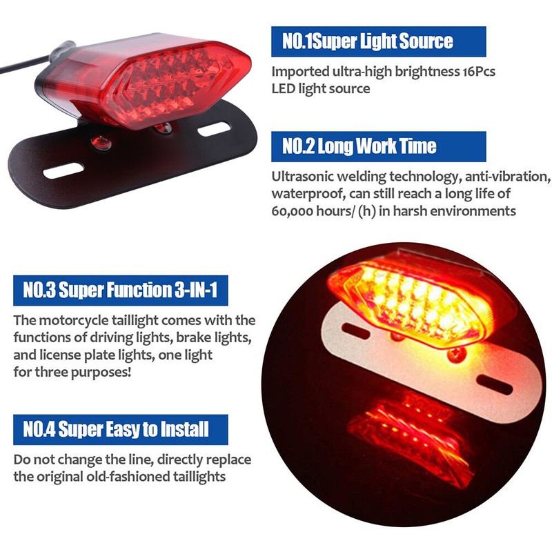 Motorcycle License Plate Turn Signal Stop Tail Light For Suzuki