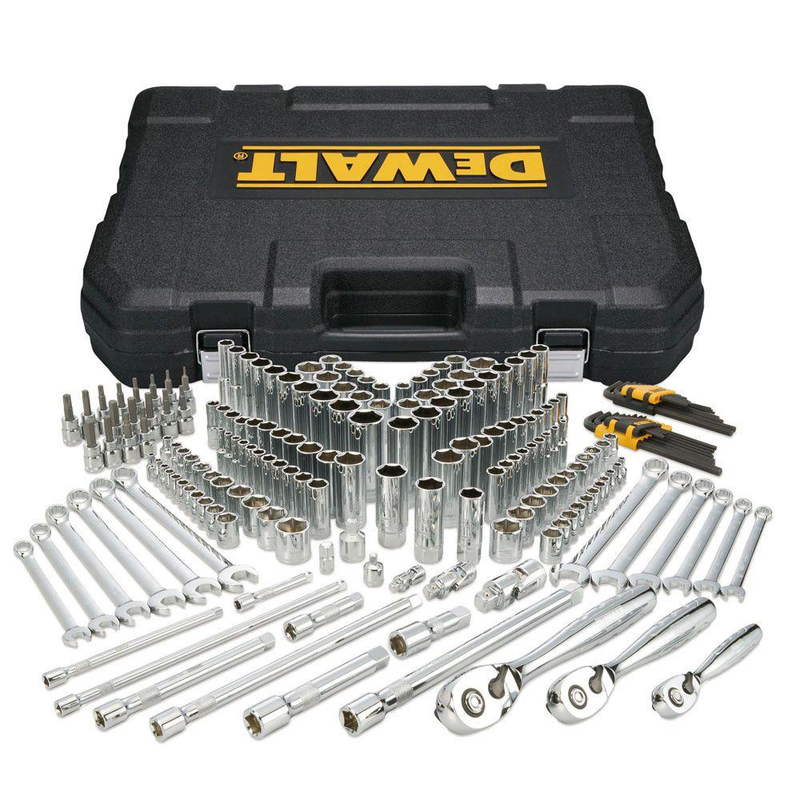 Mechanics Tool Set Low Profile High Torque Ratchet Heavy Duty Chrome 204 Piece