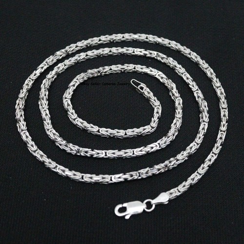Pure S925 Sterling Silver Chain 2.8mm Byzantine Link