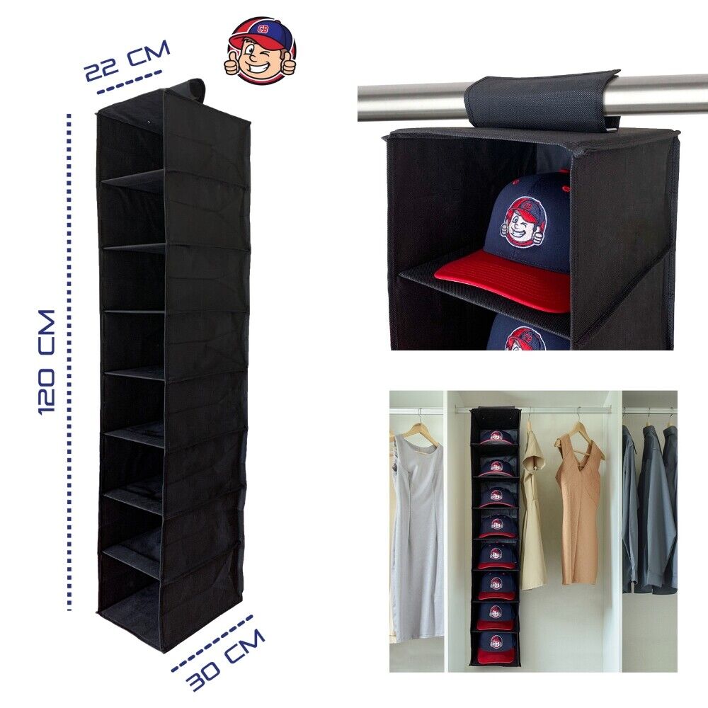 Cap Buddy Cap Shelf 8 Fächer Kappenregal speziell für Baseballkappen Schwarz