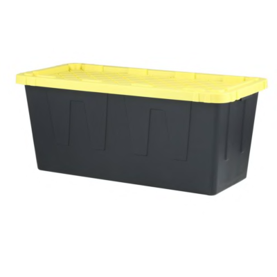 55 Gal. Tough Storage Tote in Black with Yellow Lid