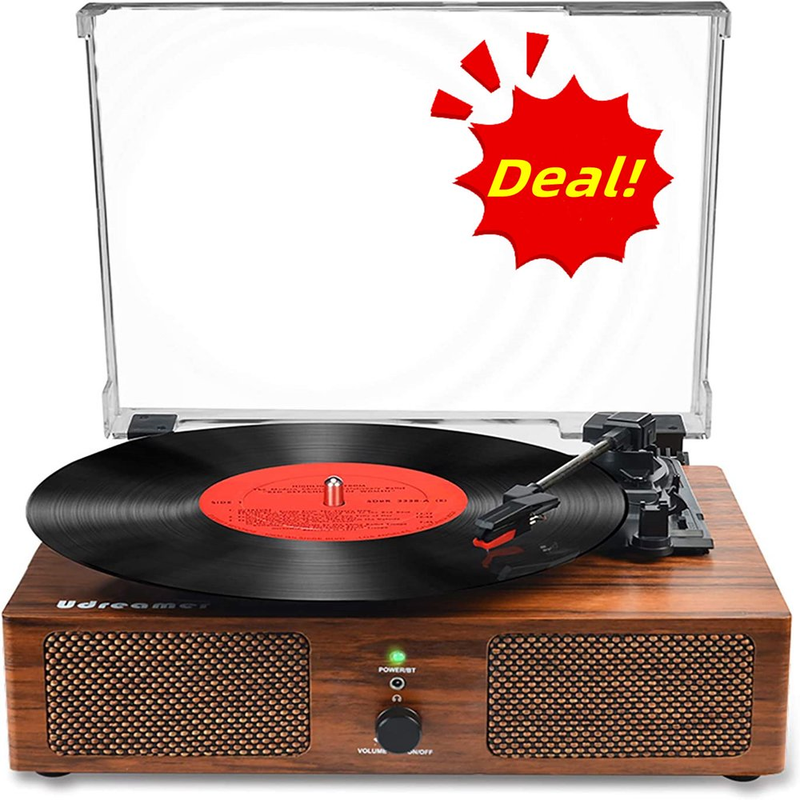 Record Player Turntable Vinyl Record Player Bluetooth Wireless BuiltIn Speakers