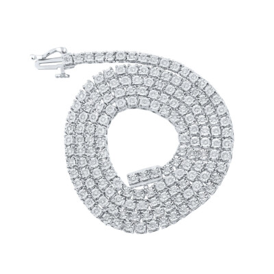 Pre-owned Gnd 10kt White Gold Mens Round Diamond 18-inch Link Chain Necklace 1 Cttw