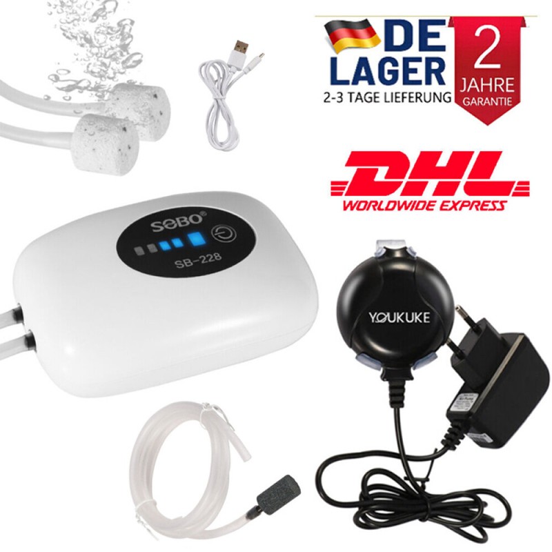 Neu Aquarium Luftpumpe Regelbar Super Leise Aquarium Pumpe Sauerstoffpumpe