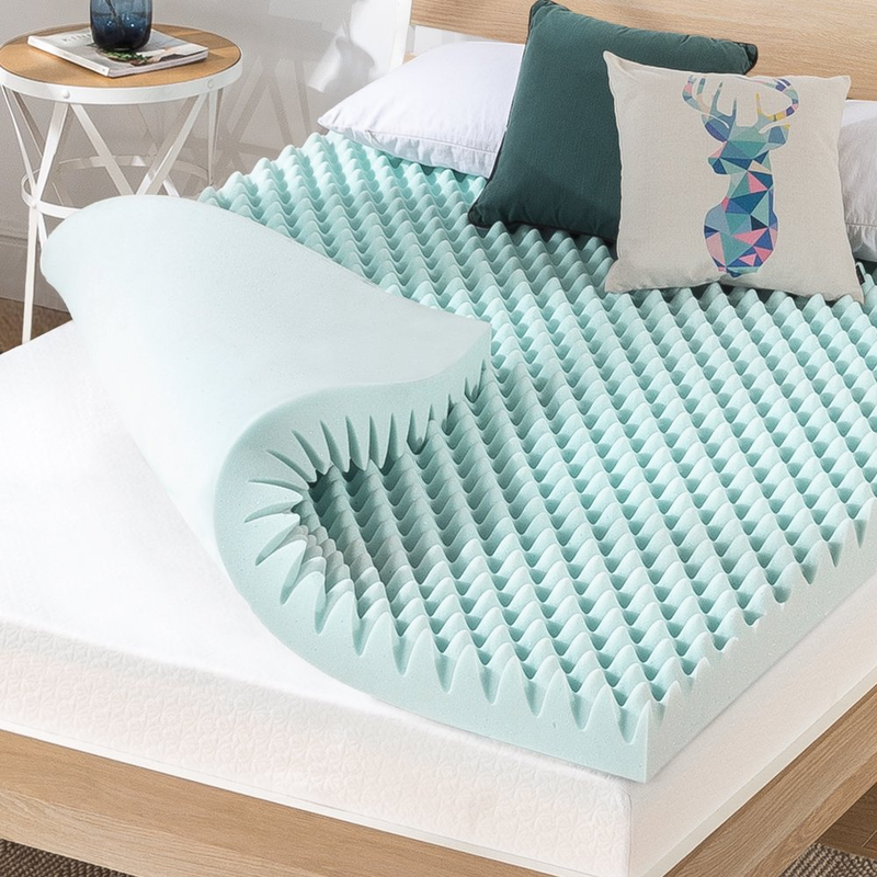 Topper Per Materasso Queen Size In Memory Foam Con Gel Rinfrescante, 5 Zone, Morbido Viola, Certificato CertiPUR-US, Antipressione