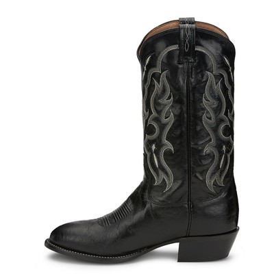 Pre-owned Tony Lama Bonham 13" Round Toe Men's Boot In Black/ivory/ostrich