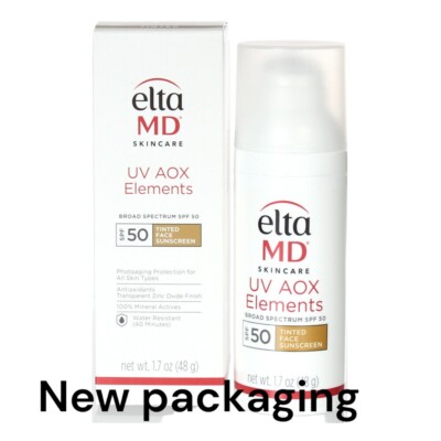 Elta MD UV AOX Elements Broad Spectrum SPF 50 Tinted 1.7oz/48g NEW Exp 10/2025