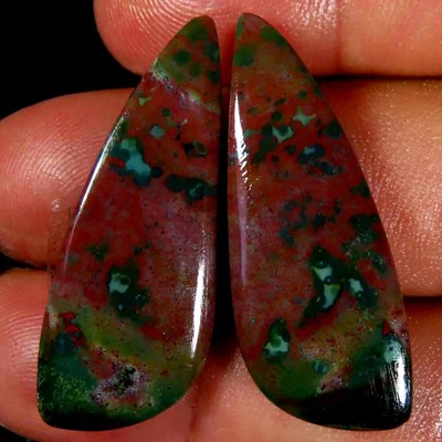 28.80Cts 100%Natural Bloodstone Fancy Cab Matched Pair 13x33x4mm Top Gemstone