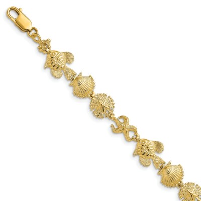 14k 14kt Yellow Gold Sea Life Bracelet 10.04mm 7 inch