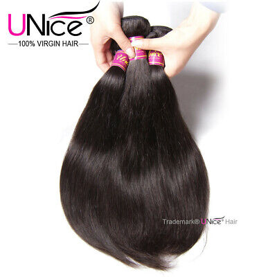 UNice 7A Indian Curly/Body Wave/Straight Human Hair Extensions 1/3 Bundles Black