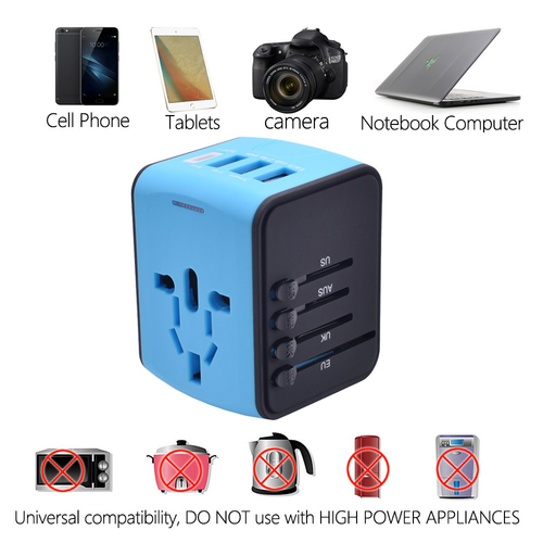 Universal Travel Adapter, All In One International Travel Plug Adapter with 2.4A