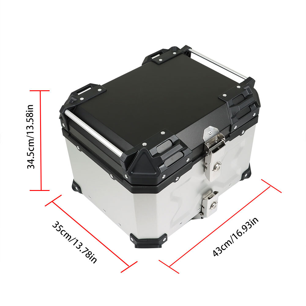 Motorcycle Silver Trunk Rear Tour Tail Box Luggage Aluminum