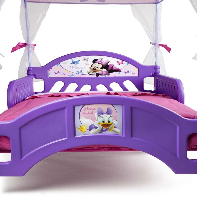 Toddler Canopy Bed Frame Minnie Mouse Purple Girls Bedroom Nursery Furniture