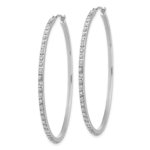 Pre-owned Goldia 14k White Gold Diamond Fascination Lg Round Hinged Hoop Earrings In Yellow