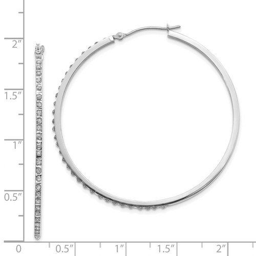 Pre-owned Goldia 14k White Gold Diamond Fascination Lg Round Hinged Hoop Earrings In Yellow