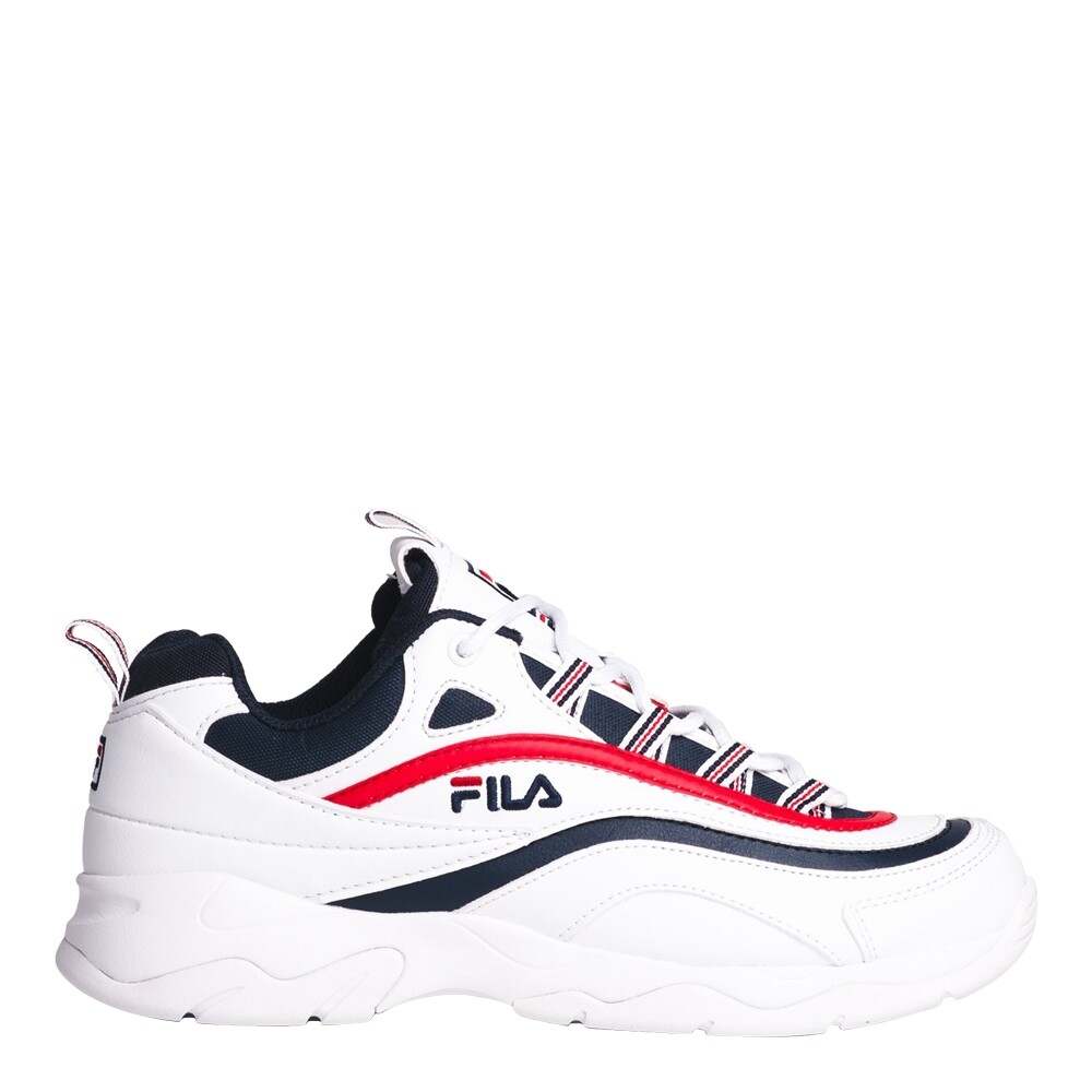 Fila RAY Мужские белые/темно-синие/красные 1CM00501-125 повседневные комфортные кроссовки на шнуровке