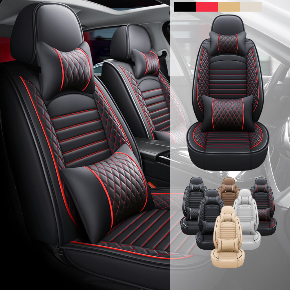 For Kia Full Set Car Seat Covers Leather 2/5 Seater Front Rear Cushion Protecter