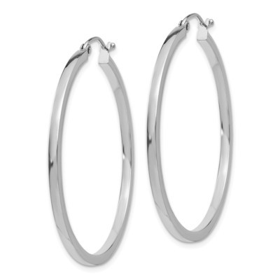 Pre-owned Superdealsforeverything Real 14kt White Gold 2mm Princess Square Tube Hoops
