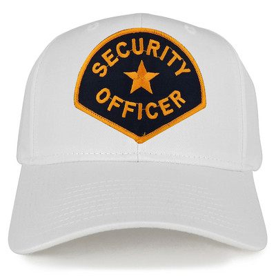 Security Officer Large Navy Gold Embroidered Iron on Patch Adjust. Baseball Cap